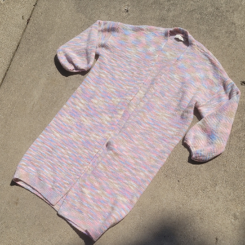 Pastel Multicolor Open-Front Women’s Sweater Cardigan